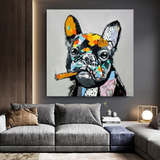 Dog Cheers Smoking Bulldog Canvas Wall Art-ChandeliersDecor