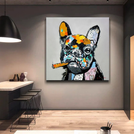 Dog Cheers Smoking Bulldog Canvas Wall Art-ChandeliersDecor