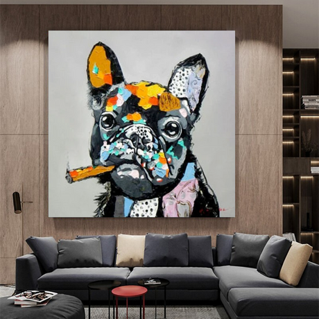 Dog Cheers Smoking Bulldog Canvas Wall Art-ChandeliersDecor