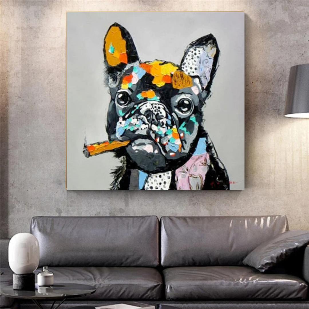 Dog Cheers Smoking Bulldog Canvas Wall Art-ChandeliersDecor