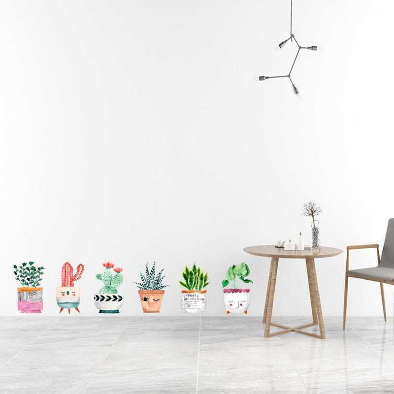 Potted plants combination Wall Sticker | 6pcs/set Plants decoration Art Decals