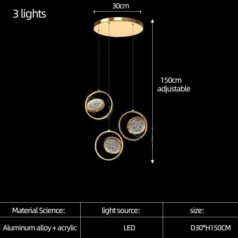 Double Rings Staircase Chandelier: Luxury Lighting Fixture-ChandeliersDecor