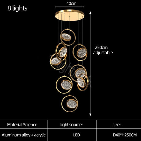 Double Rings Staircase Chandelier: Luxury Lighting Fixture-ChandeliersDecor