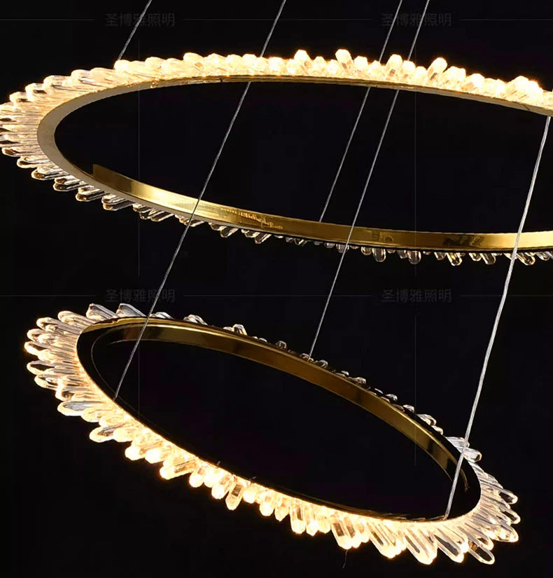 Anelli Crystal LED Lampadario per Scale: Eleganza