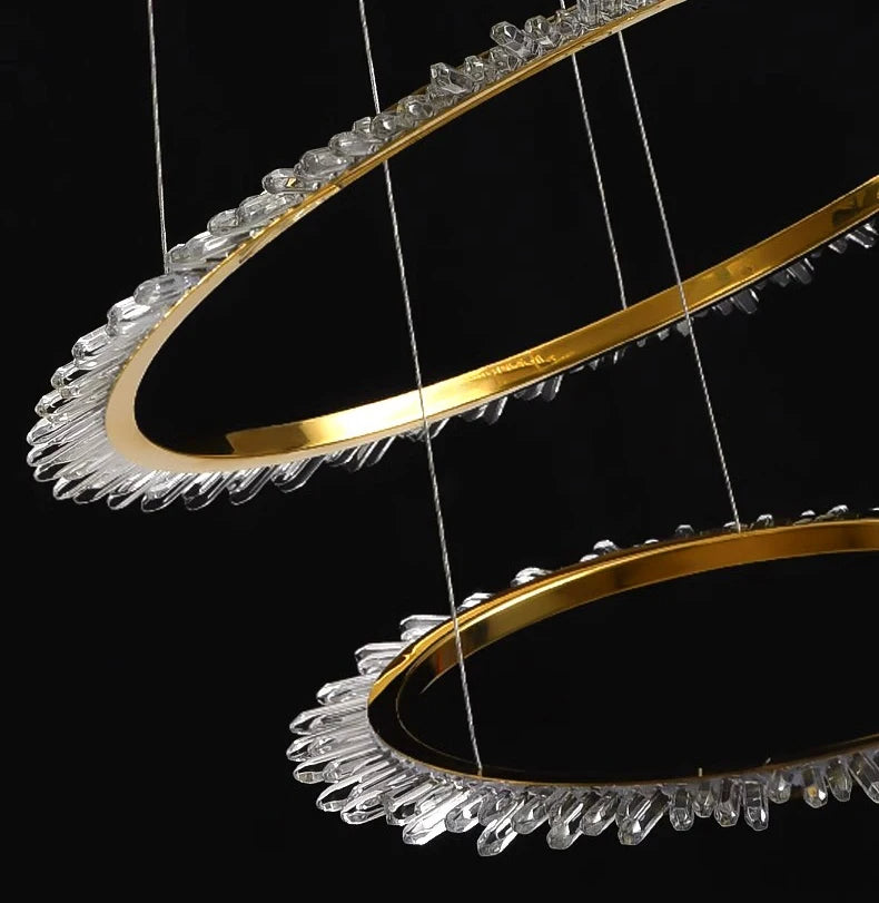 Rings Crystal LED Staircase Chandelier: Elegance