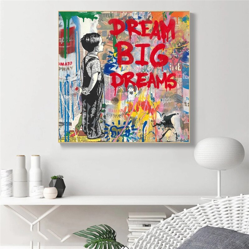 Dream Big Dreams Canvas Wall Art - Famous Banksy Art-ChandeliersDecor