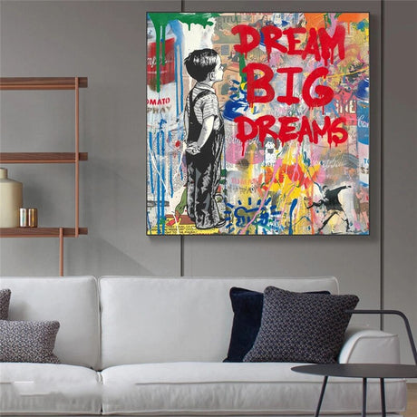 Dream Big Dreams Canvas Wall Art - Famous Banksy Art-ChandeliersDecor