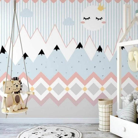 Dreamy Peaks Moon and Star Landscape Baby Room Wall Mural-ChandeliersDecor.com