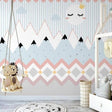 Dreamy Peaks Moon and Star Landscape Baby Room Wall Mural-ChandeliersDecor