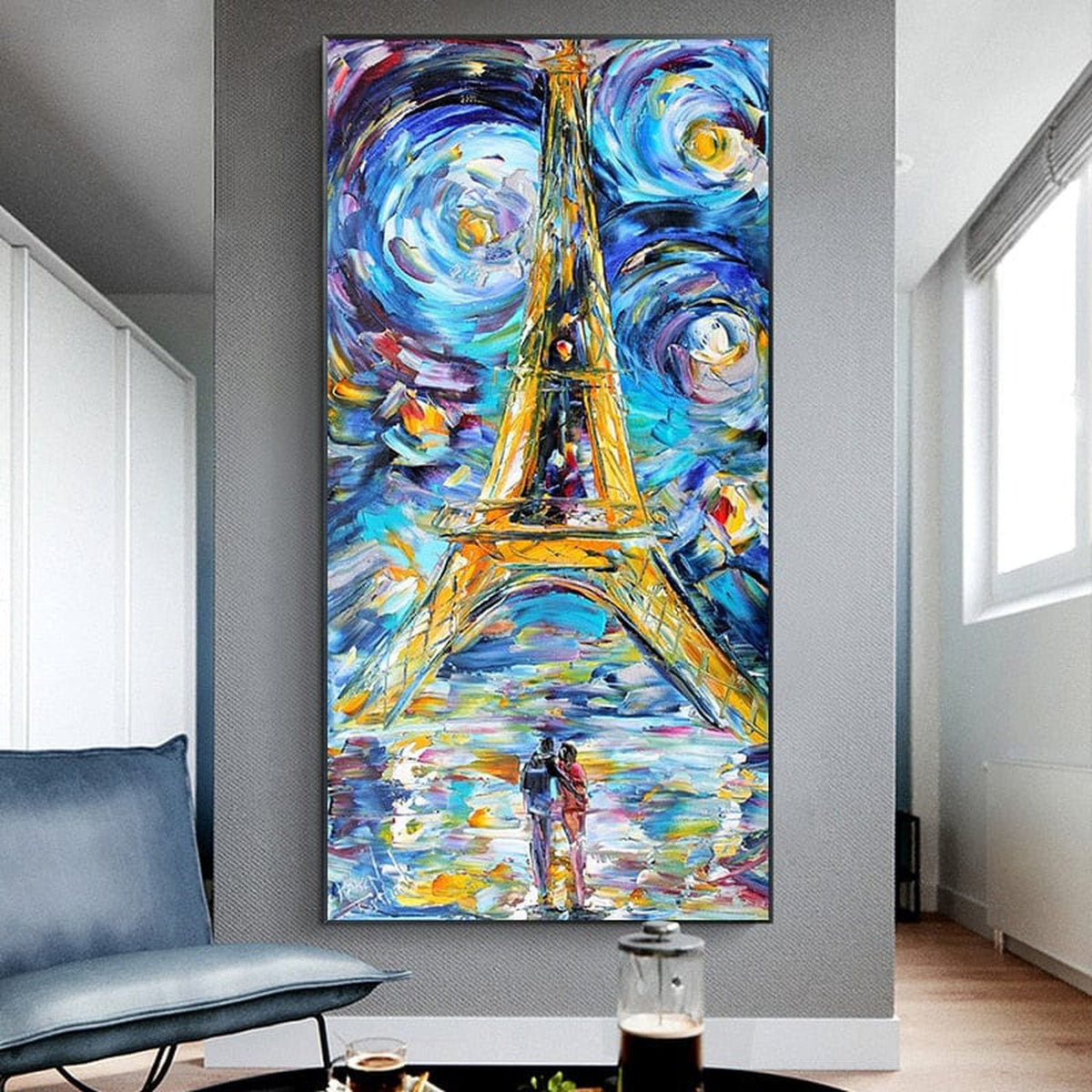 Eiffel Tower Of Paris Night Canvas Wall Art