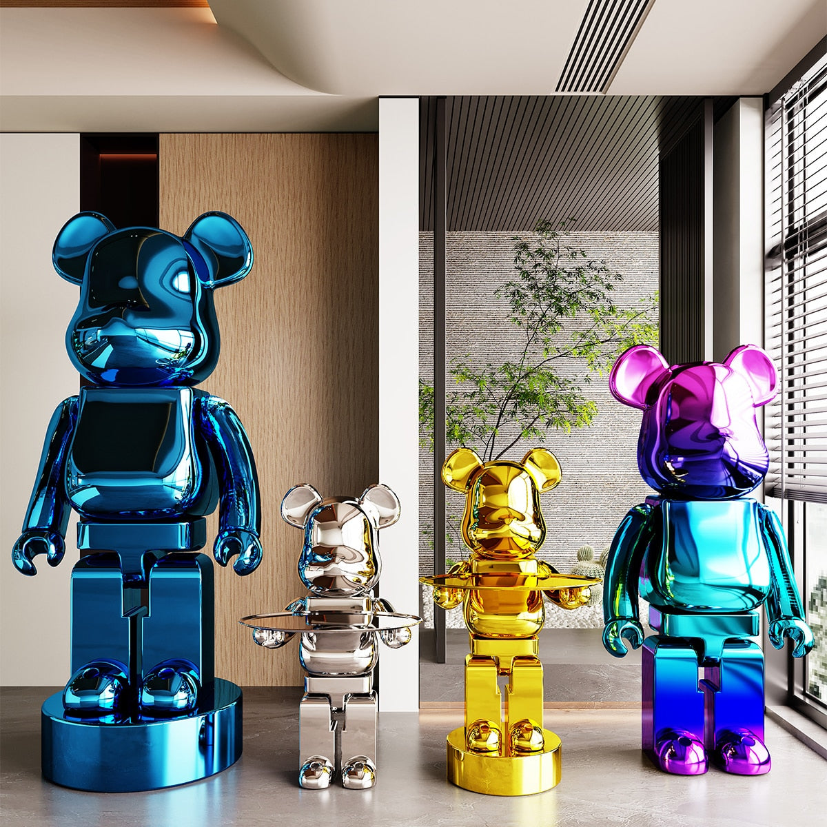 Electroplating Multicolour Bearbrick Statue Large-ChandeliersDecor