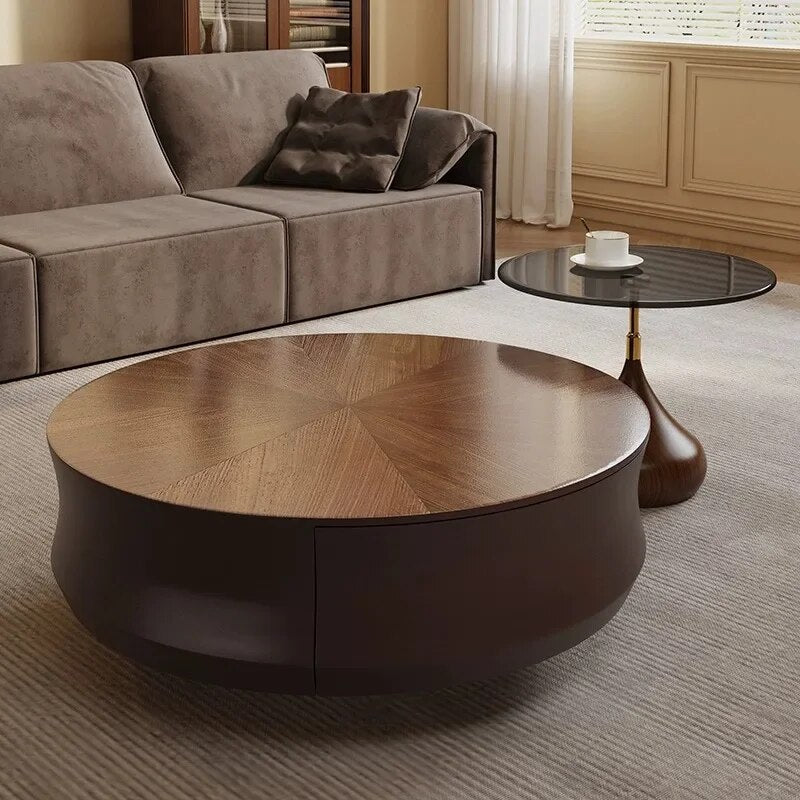 Elegant Sold Wood Corner Coffee Table with Storage-ChandeliersDecor