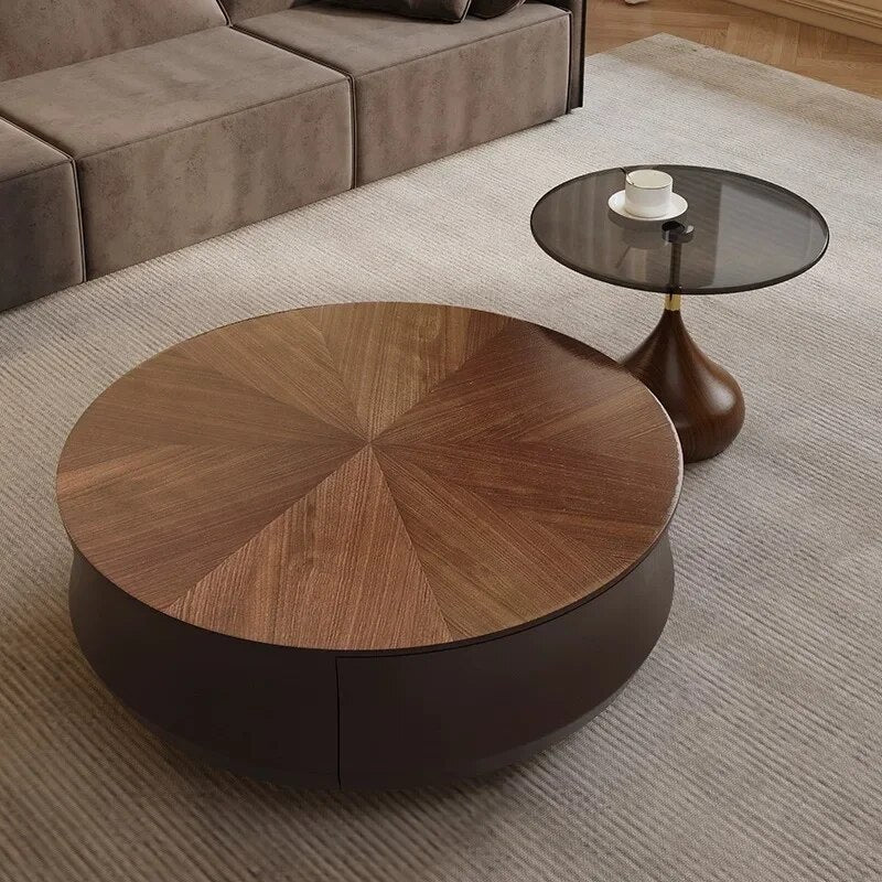 Elegant Sold Wood Corner Coffee Table with Storage-ChandeliersDecor