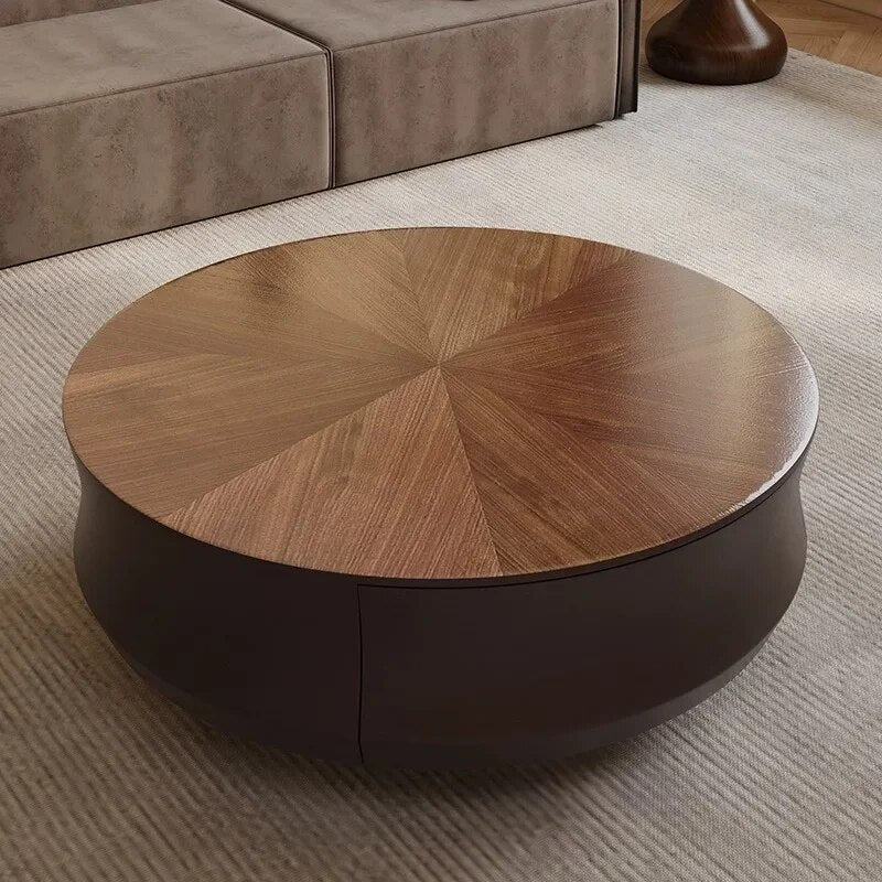 Élégante table basse d'angle en bois vendu avec rangement