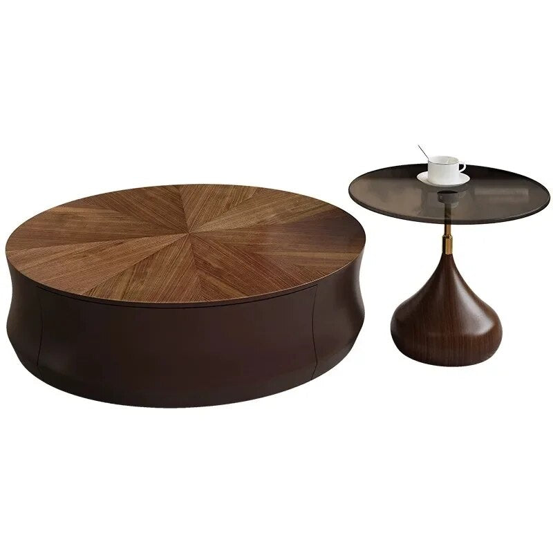 Élégante table basse d'angle en bois vendu avec rangement
