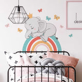 Elephant on Rainbow Wall Sticker | Kids Nursery Wall Decal | Large Rainbow Wall Decal