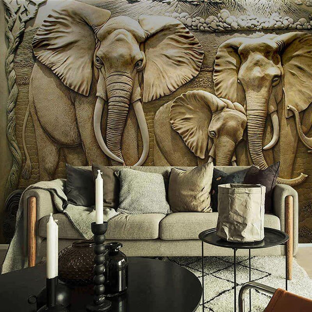 Elephants Engraved Wallpaper - Impressive Designs & Quality-ChandeliersDecor.com