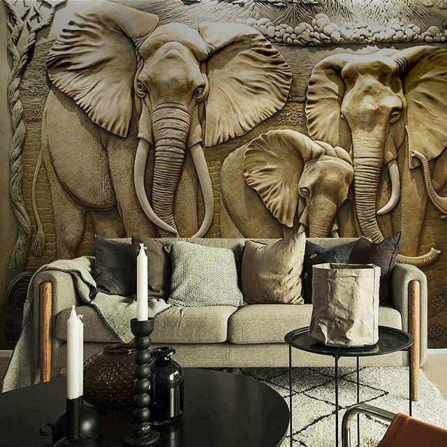 Elephants Engraved Wallpaper - Impressive Designs & Quality-ChandeliersDecor