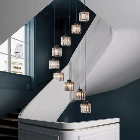 Elevate Your Space with the Acrylic Crystal Staircase Chandelier Lighting-ChandeliersDecor