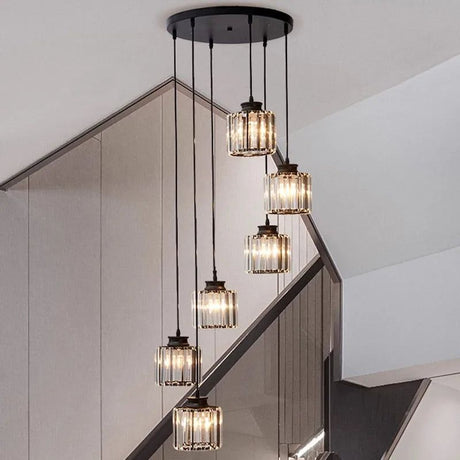 Elevate Your Space with the Acrylic Crystal Staircase Chandelier Lighting-ChandeliersDecor