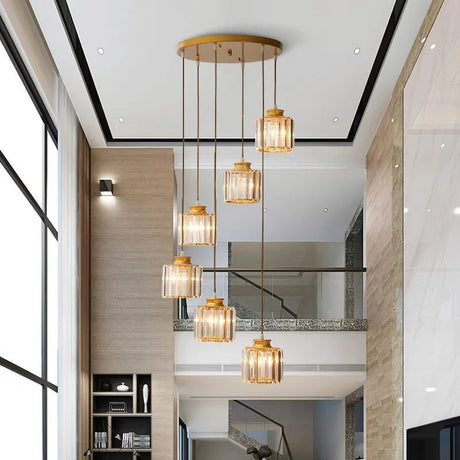 Elevate Your Space with the Acrylic Crystal Staircase Chandelier Lighting-ChandeliersDecor