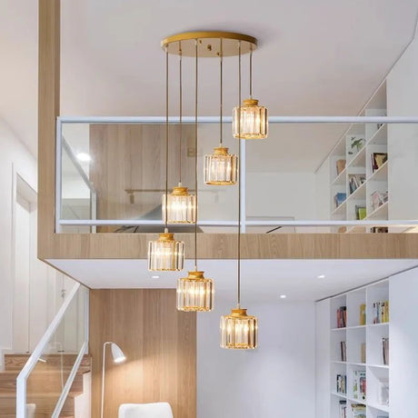 Elevate Your Space with the Acrylic Crystal Staircase Chandelier Lighting-ChandeliersDecor