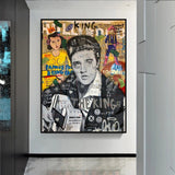 Elvis Presley Singer Graffiti Canvas Wall Art-ChandeliersDecor