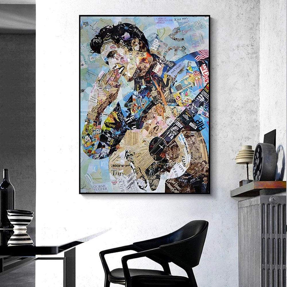 Elvis Presley Singer Portrait Abstract Magazine Wall Art-ChandeliersDecor