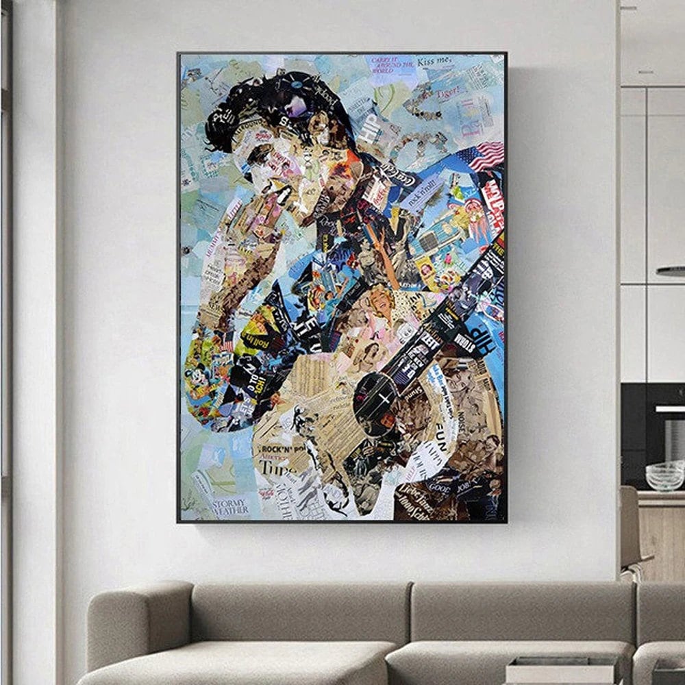 Elvis Presley Singer Portrait Abstract Magazine Wall Art-ChandeliersDecor