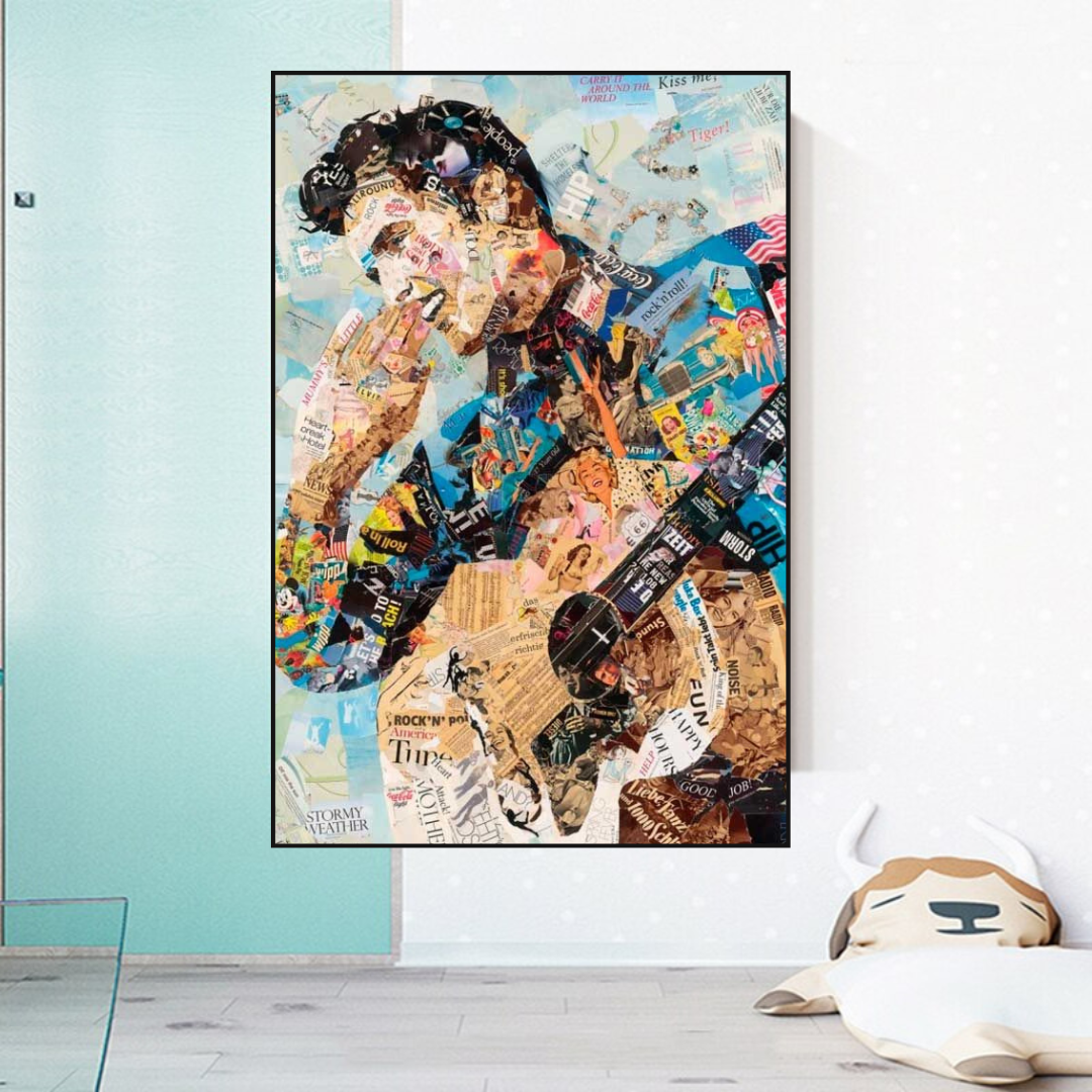 Elvis Presley Singer Portrait Canvas Painting Abstract Magazine Wall Art-ChandeliersDecor