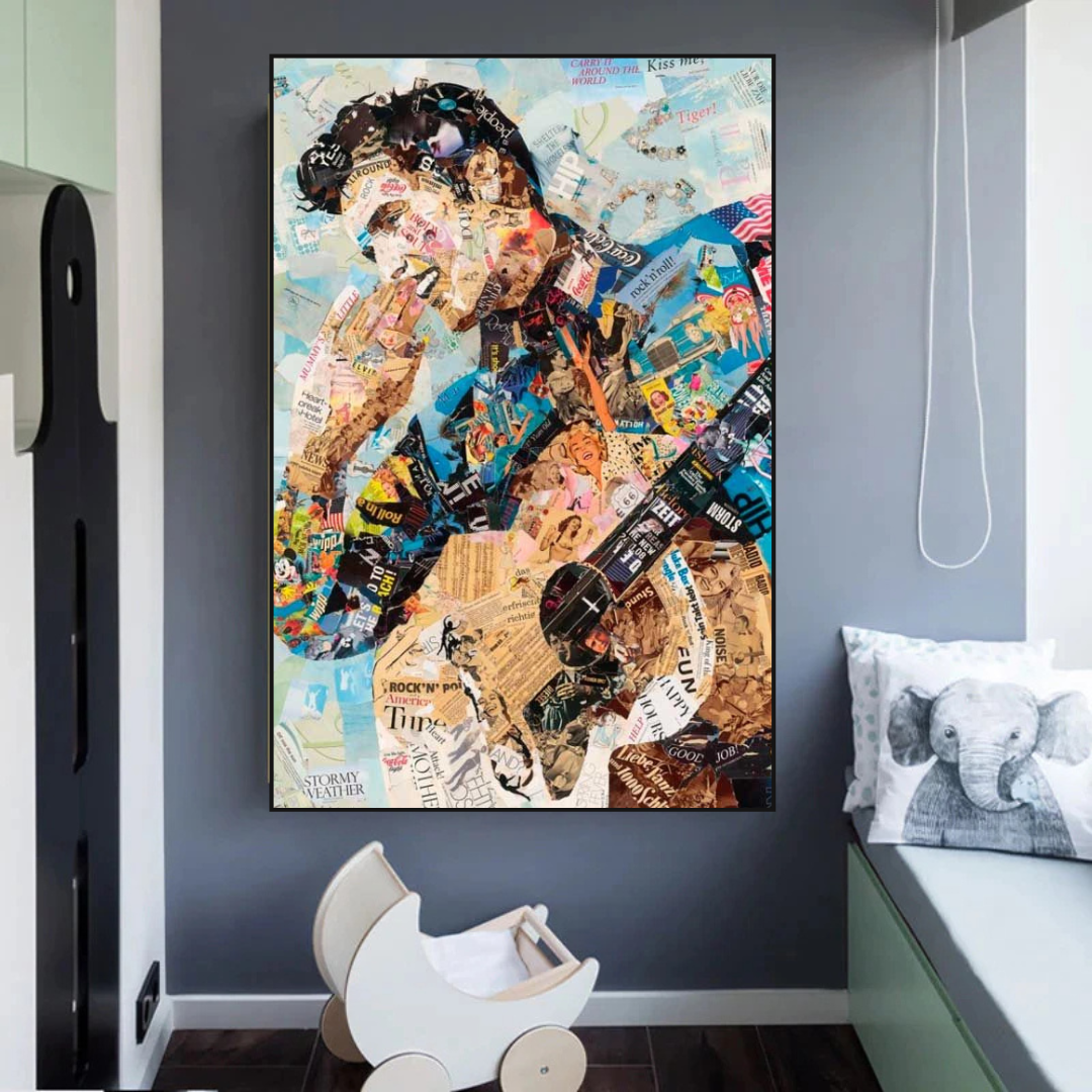 Elvis Presley Singer Portrait Canvas Painting Abstract Magazine Wall Art-ChandeliersDecor