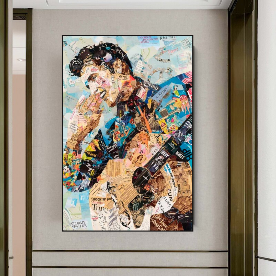 Elvis Presley Singer Portrait Canvas Painting Abstract Magazine Wall Art-ChandeliersDecor