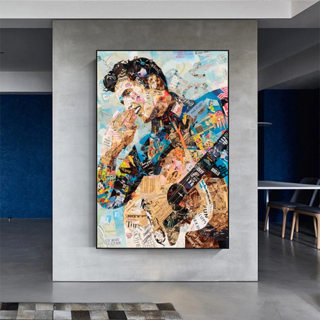 Elvis Presley Singer Portrait Canvas Painting Abstract Magazine Wall Art-ChandeliersDecor