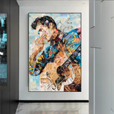 Elvis Presley Singer Portrait Canvas Painting Abstract Magazine Wall Art-ChandeliersDecor