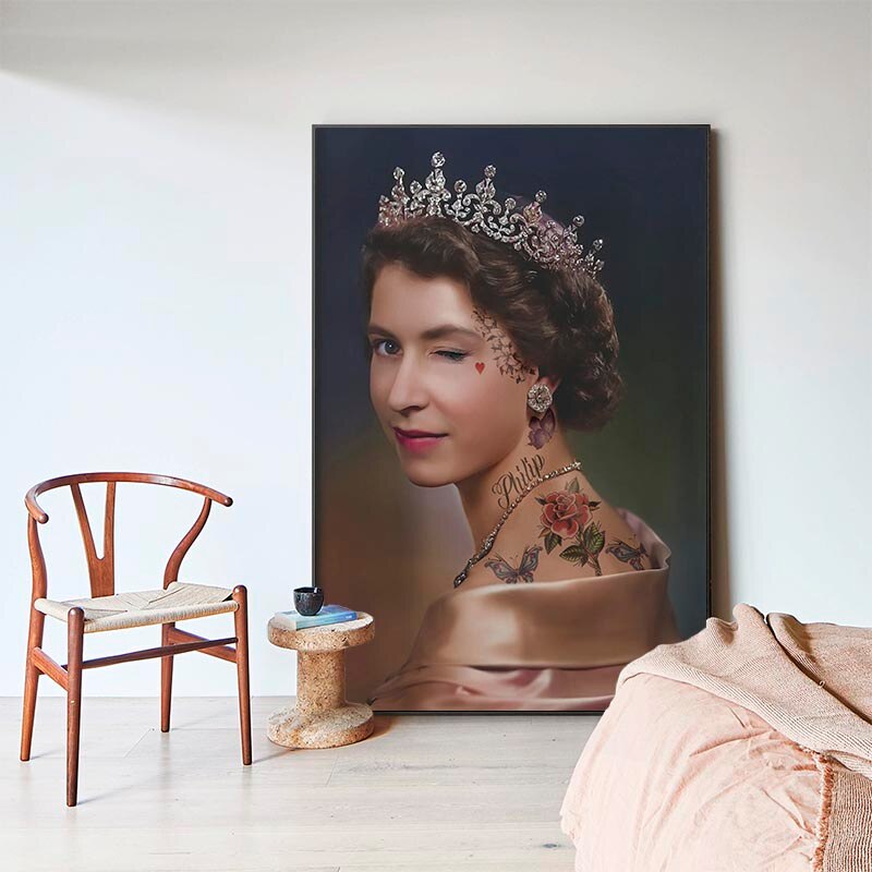 England Queen Wink Canvas Wall Art-ChandeliersDecor