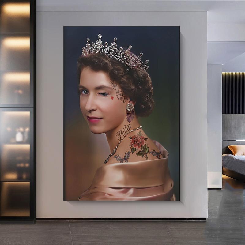 England Queen Wink Canvas Wall Art-ChandeliersDecor