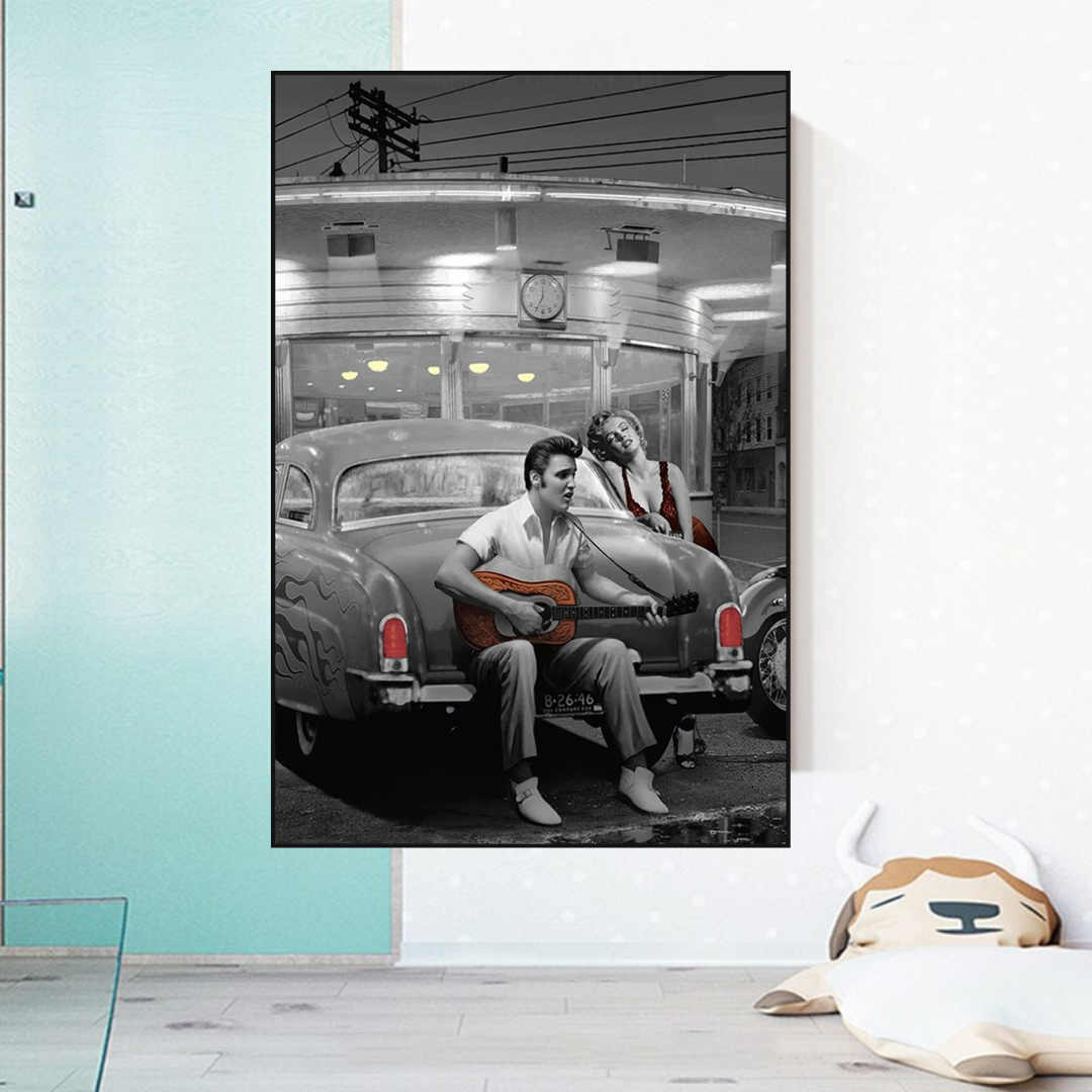 Enjoying the Ride: Elvis and Marilyn Poster-ChandeliersDecor