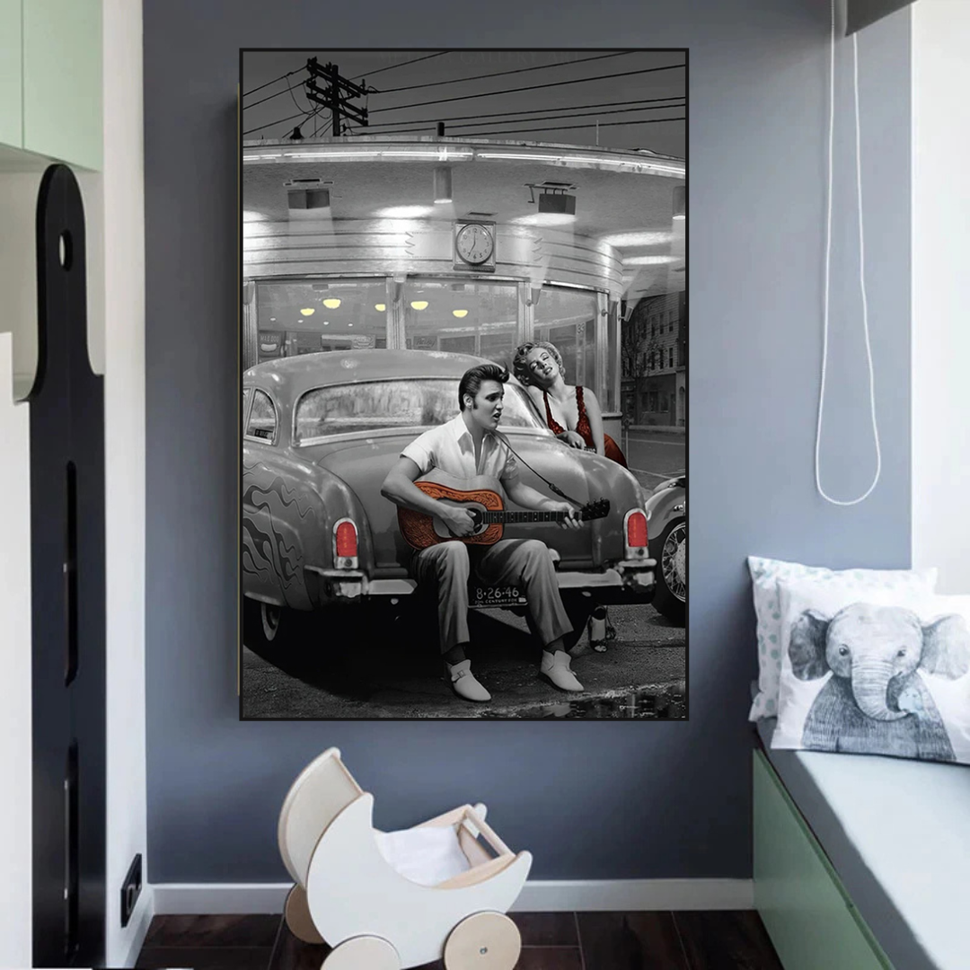 Enjoying the Ride: Elvis and Marilyn Poster-ChandeliersDecor