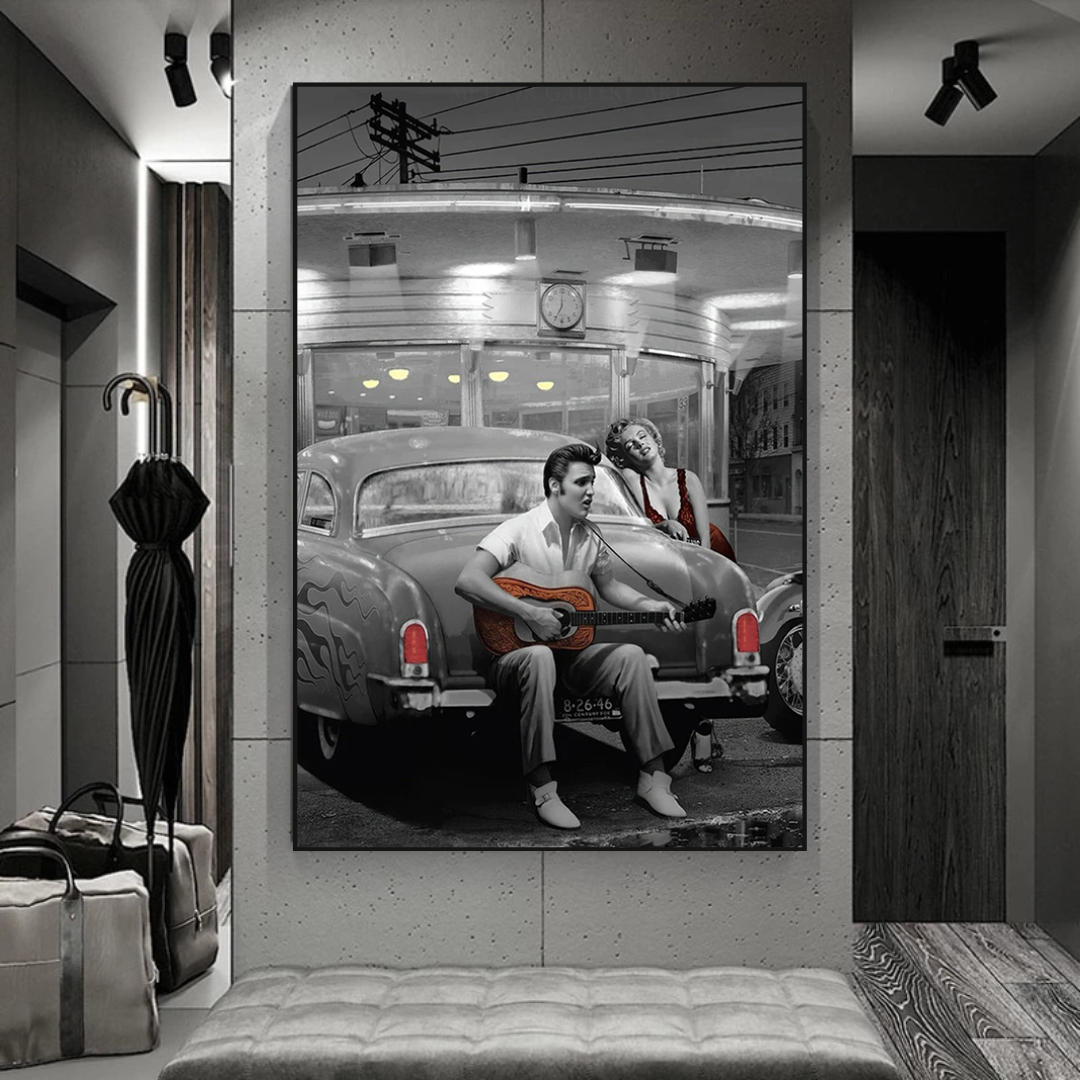 Enjoying the Ride: Elvis and Marilyn Poster-ChandeliersDecor