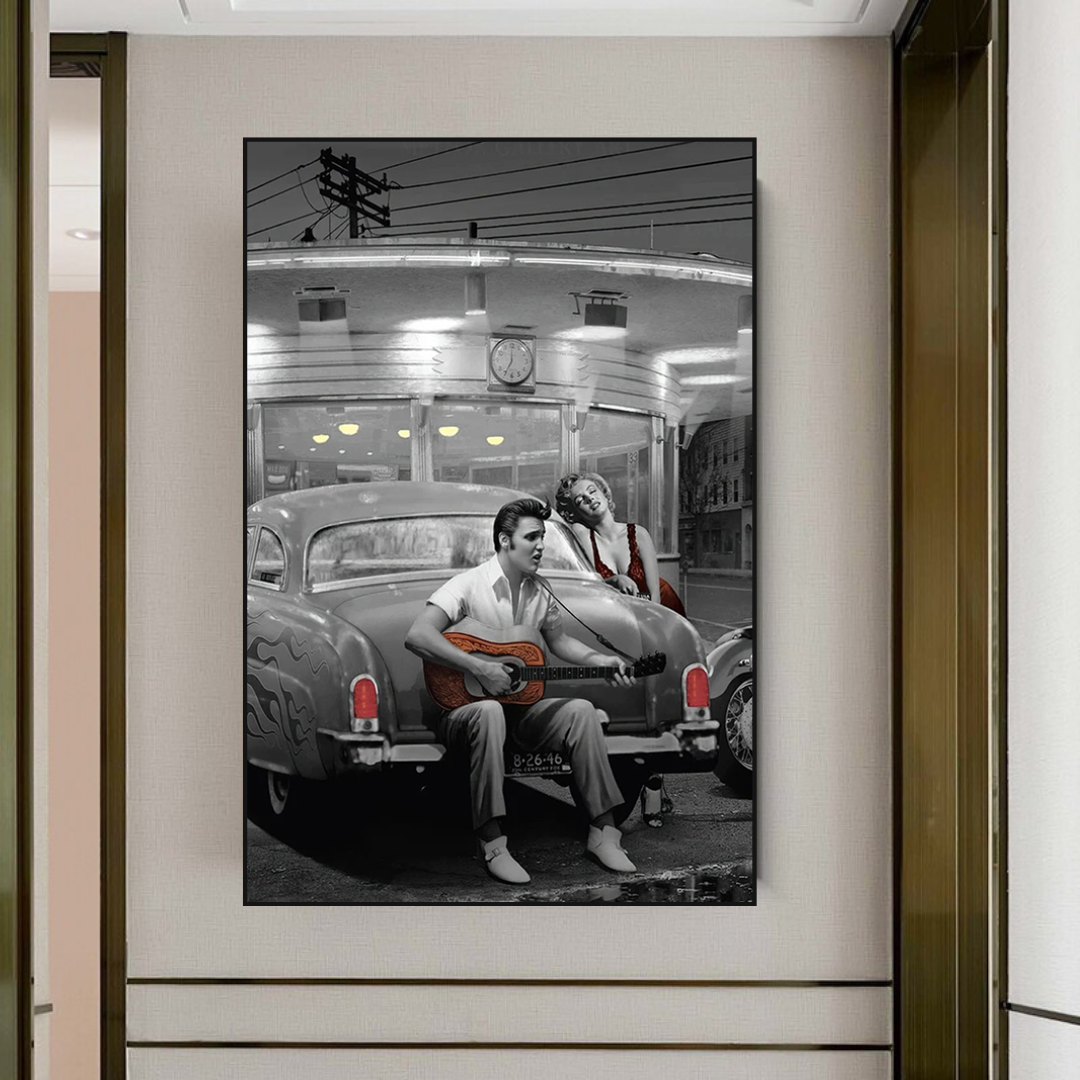 Enjoying the Ride: Elvis and Marilyn Poster-ChandeliersDecor