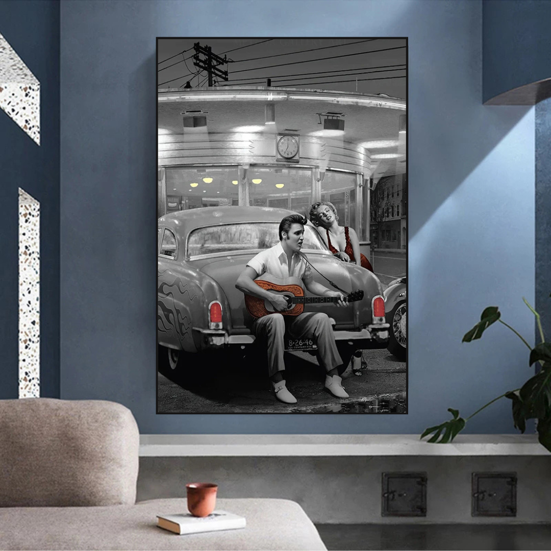 Enjoying the Ride: Elvis and Marilyn Poster-ChandeliersDecor