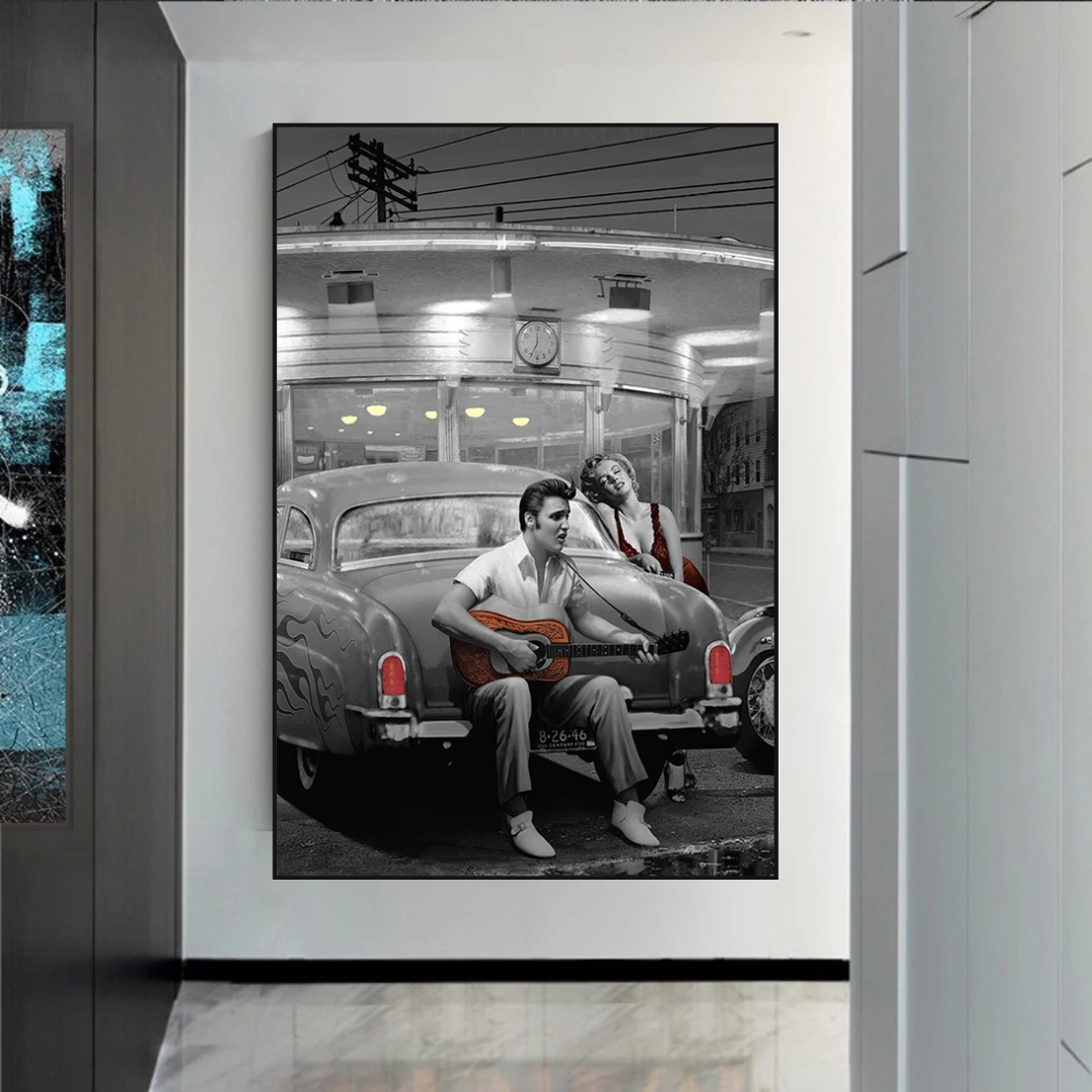 Enjoying the Ride: Elvis and Marilyn Poster-ChandeliersDecor