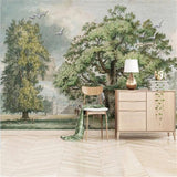 Evergreen Bliss: Bright and Vibrant Tree Scenery Wallpaper-ChandeliersDecor.com