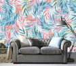 Exotic Watercolour Design Leaves Wallpaper Mural-ChandeliersDecor