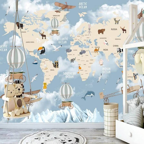 Explorers' World Map Peel and Stick Wallpaper-ChandeliersDecor.com