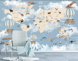 Explorers' World Map Peel and Stick Wallpaper-ChandeliersDecor