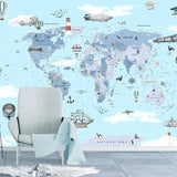 Exploring Animal Kingdom World Map Wallpaper-ChandeliersDecor.com