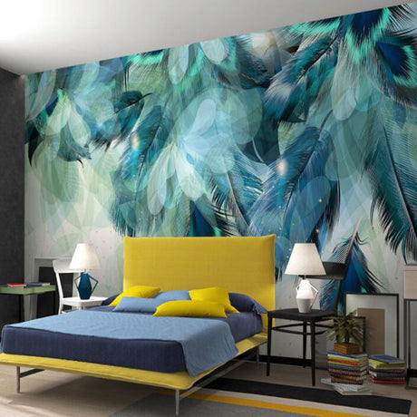 Falling Green Leaf Wallpaper Murals: Transform Your Space-ChandeliersDecor