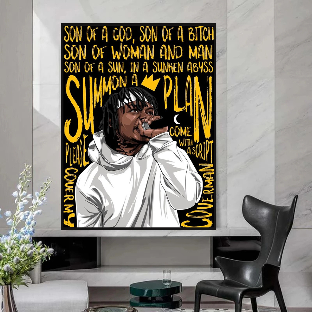 Famous Artist Rappers ART: Jid J.I.D Rapper Canvas Wall Art-ChandeliersDecor