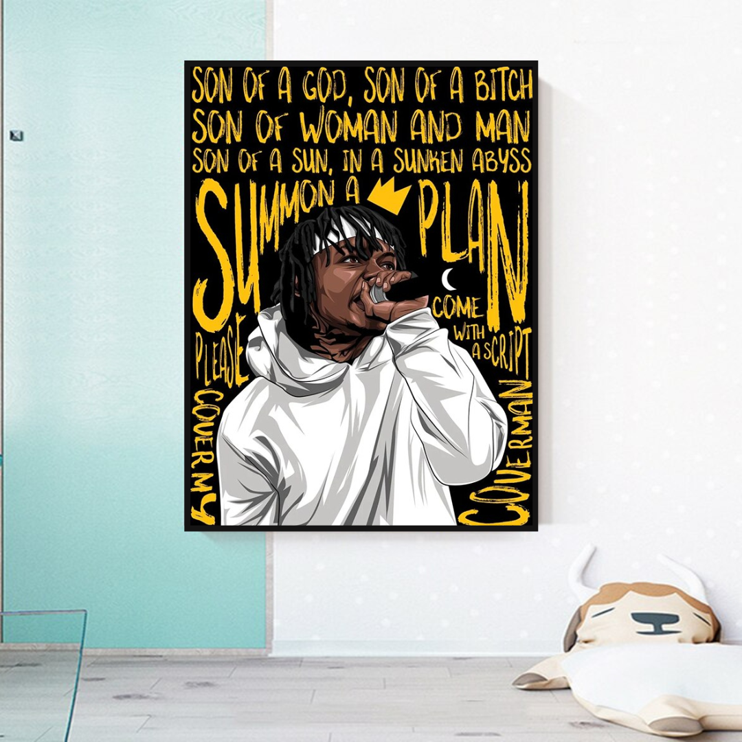 Famous Artist Rappers ART: Jid J.I.D Rapper Canvas Wall Art-ChandeliersDecor